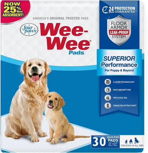 Vista 15 de Four Paws Wee-Wee - Almohadillas de orina sin perfume de rendimiento superior para perros y cachorros, acolchados a prueba de fugas para perros