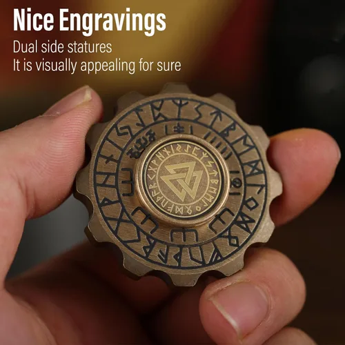 Vista 6 de Freelove Juguete para ansiedad vikingo con diseño de pirata y chismes, juguete giratorio de metal de cobre para adultos, rodamiento premium para 4 ~