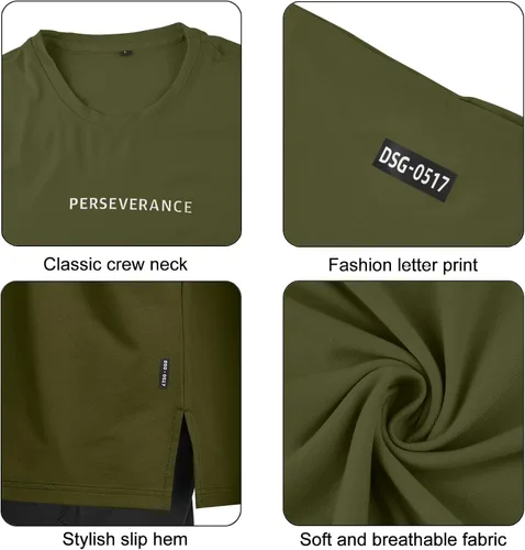 Vista 6 de YawYews Camisetas atléticas de moda para hombre, de manga corta, casual, lisas, holgadas, para entrenamiento, gimnasio, ropa de calle