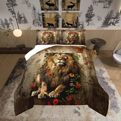 Vista 24 de Juego de edredón estampado de ovejas, juego de ropa de cama vintage de granja para niños, niñas, mujeres, adultos, parejas, ovejas, juego de edredón