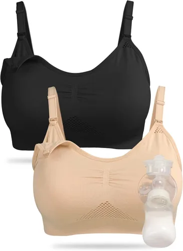 Vista 7 de 4HOW Pumping Bra Hands Free Nursing Pumping aBra All in One Wireless Padded Maternity Bralette for Large Bust