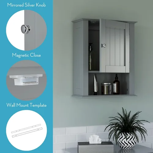 Vista 5 de RiverRidge Ashland pared de una sola puerta, gabinete gris, gris