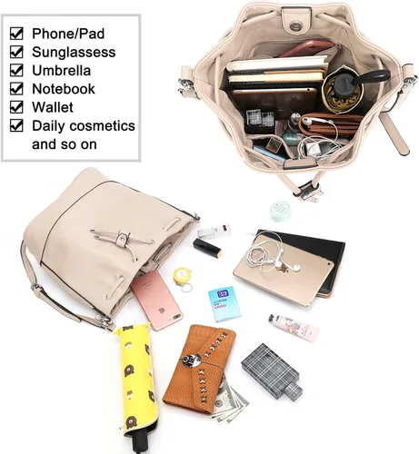 Vista 6 de AFKOMST Bolsos y monederos para mujer con cordón y bolsos de hombro con 2 correas desmontables