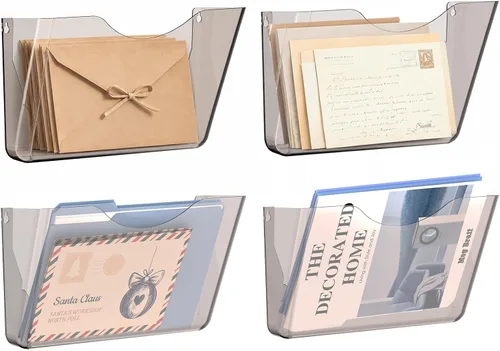 Vista 11 de SUPEASY Organizador de archivos de pared acrílico, paquete de 6 soportes Transparente