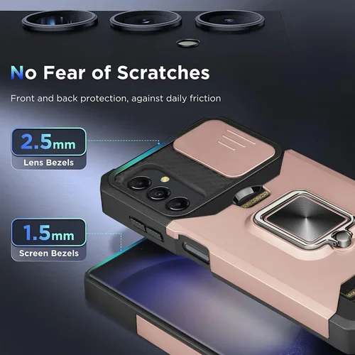 Vista 5 de RingPi Funda para teléfono Samsung Galaxy A14 5G, anillo giratorio de 360°, protección de lente de cámara, funda protectora de TPU de doble capa a