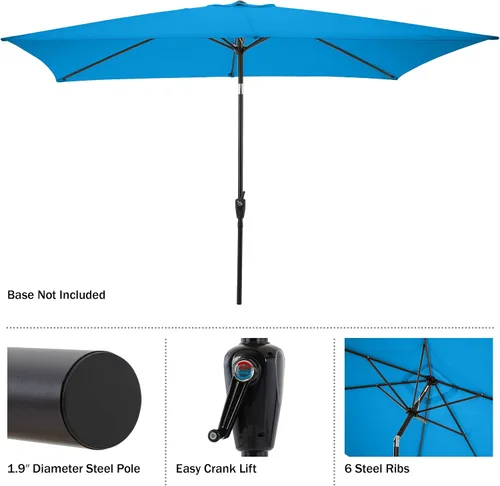 Vista 4 de Rectangular Patio Umbrella - 10ft Easy Crank Sun Shade with Push Button Tilt for Outdoor Furniture, Deck, Yard, or Pool by Pure Garden