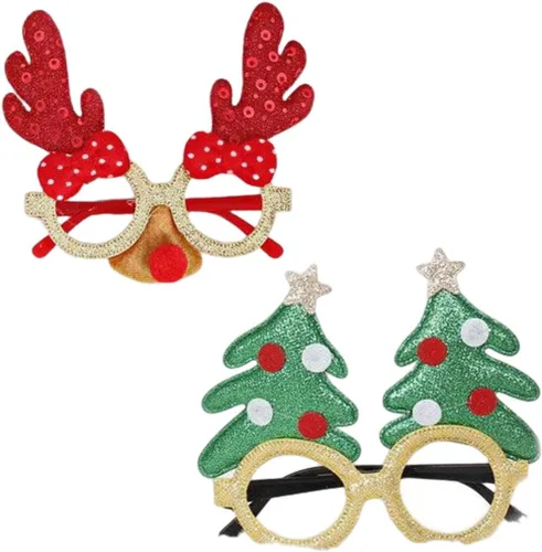 Vista 8 de GEMILY Gafas de Navidad con purpurina para fiestas, decoración de Navidad, gafas de disfraz para adultos y niños, 2
