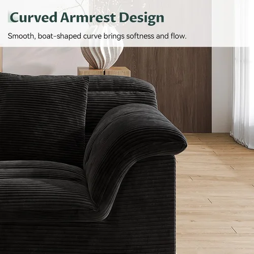 Vista 3 de Sofá modular de 111.8 pulgadas con otomana, sofá de nube sin hueso con asiento profundo, cómodos sofás de pana en forma de U para sala de estar,