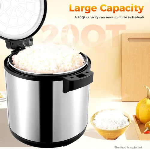 Vista 3 de Calentador de arroz eléctrico de acero inoxidable comercial, calentador, 110 V, 110 W, olla interior antiadherente comercial, calentador de arroz