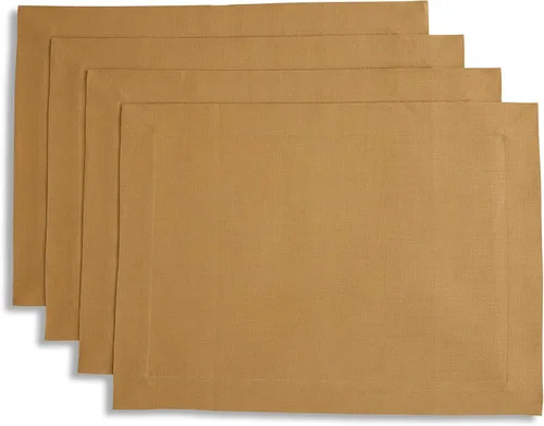 Vista 100 de Solino Home Juego de 4 manteles individuales blancos de 100 % lino puro de 14 x 14 pulgadas para invierno, San Valentín, primavera, Pascua, Fete