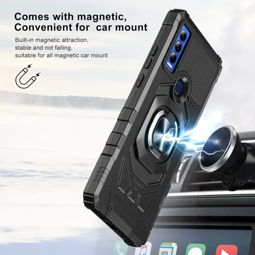 Vista 5 de Funda para Cricket Ovation 3 / AT&T Motivate Max con protector de pantalla de vidrio templado, protector de cuerpo completo [grado militar]