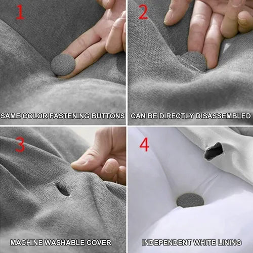Vista 4 de Almohada triangular de lectura, almohada de cabecera de cuña para cama de día, respaldo de tatami, funda extraíble, cojín de soporte lumbar, azul