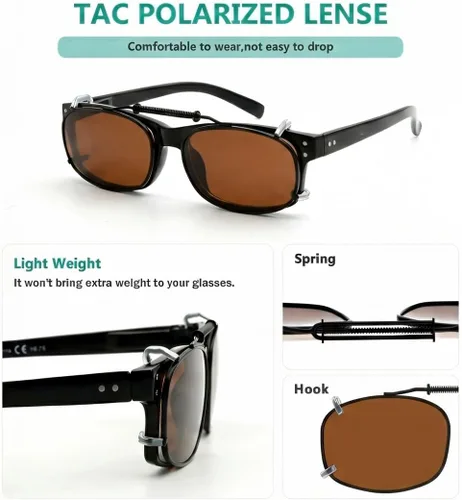 Vista 4 de Eyekepper Gafas de sol con clip para hombre, lentes marrones, 2.047 x 1.260