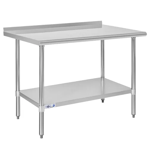 Vista 17 de Profeeshaw mesa de trabajo, de uso comercial, de acero inoxidable NSF con protector contra salpicaduras y estante inferior, para cocina, restaurante