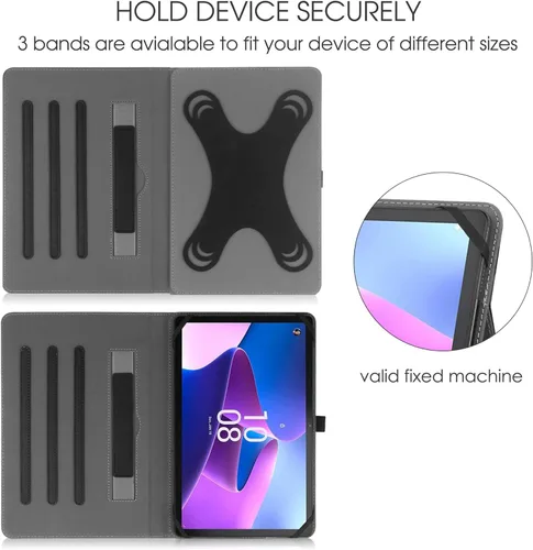 Vista 3 de HGWALP Funda universal para tablet de 9, 9.7, 10.1, 10.2, 10.5, 10.9 y 11 pulgadas, funda para tablet con múltiples ángeles de visión con correa