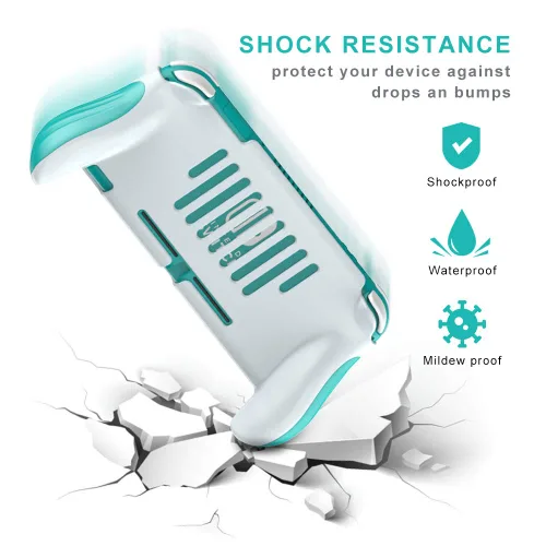 Vista 4 de Laimax Funda protectora ergonómica con asas de agarre para Nintendo Switch Lite, accesorios compatibles con Nintendo Switch Lite (verde)