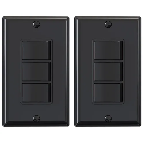 Vista 14 de ELEGRP Decorator - Interruptor basculante triple, paleta eléctrica de un solo polo, 15 A 120 V en la pared, encendido y apagado automático, placa