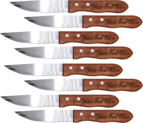 Vista 11 de My Personal Memories Cuchillos para carne de madera con monograma personalizados, regalo de inauguración de la casa para parejas, grabado