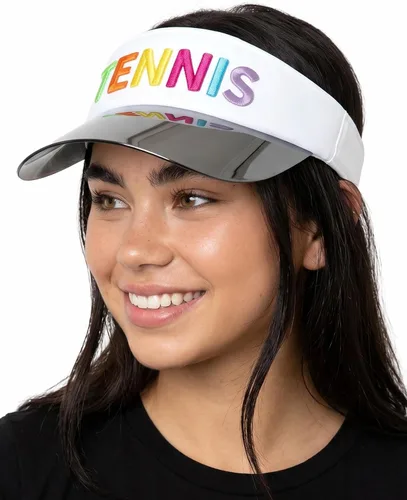 Vista 15 de Funky Junque Viseras solares para mujer, protección UV, ala holográfica, UPF 50, ajustable, golf, tenis, pickleball playa, verano Negro