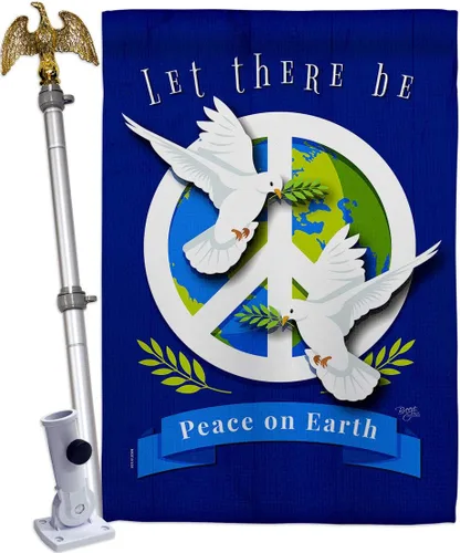 Vista 7 de Peace on Earth Garden House Flags Set Sweet Life Support Environmental Protection Small Decorative Gift Yard Banner Double-Sided Made In USA 28 X 40