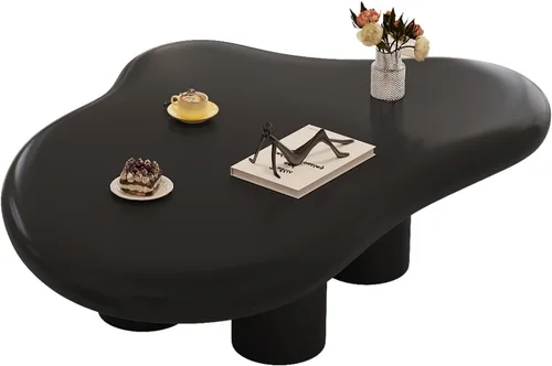 Vista 8 de Miuuod Cloud - Mesa auxiliar con 4 patas para sala de estar, mesa central, mesa baja, mesa auxiliar color crema, mesa de sofá de esquina redonda