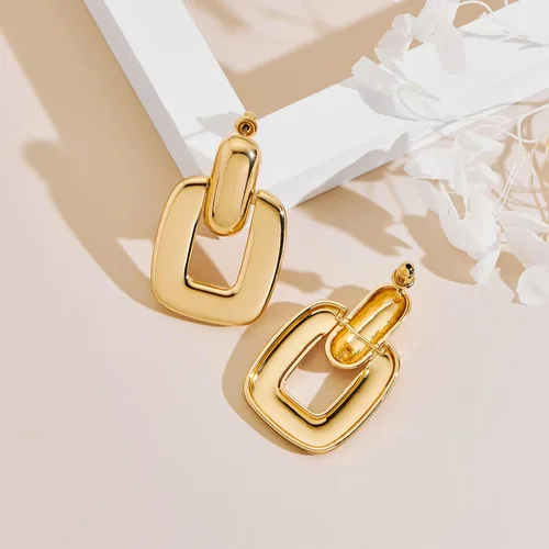 Vista 7 de Aretes colgantes de aro dorados y plateados para mujeres y niñas, aretes retro de múltiples estilos, joyería para regalo de fiesta de cumpleaños