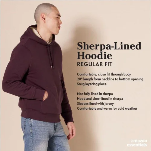 Vista 2 de Tienda Essentials - Sudadera con capucha y con forro de sherpa para hombre