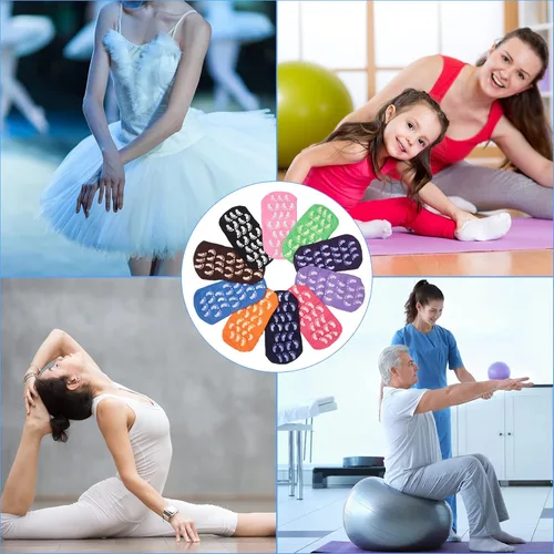Vista 7 de 30 pares de calcetines antideslizantes para yoga, multiestilo, calcetines deportivos coloridos para hospital, para mujeres y hombres, barra de yoga