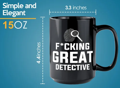 Vista 6 de Taza de café detective de 15 onzas, color negro, gran detective, oficial de policía, policía, patrulla, detective, policía, policía, policía