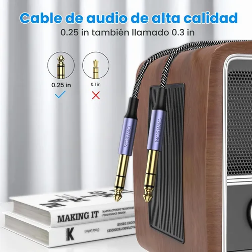 Vista 7 de MOSWAG Cable de guitarra de 1/4 de pulgada Cable de audio de 0.25 in Negro