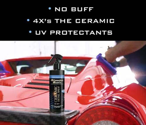 Vista 4 de Spray de cera de cerámica para automóvil - 16 onzas líquidas - Milwaukee Muscle - 4 veces el revestimiento de cerámica - Detalle de cera en aerosol