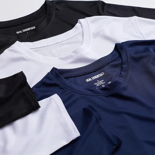 Vista 4 de Paquete de 3 camiseta de manga larga de malla que absorbe la humedad para hombre protección solar UV camiseta deportiva deportiva activa