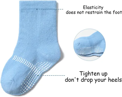 Vista 4 de 6 pares de calcetines antideslizantes y cálidos con puños para bebés, niños y niñas