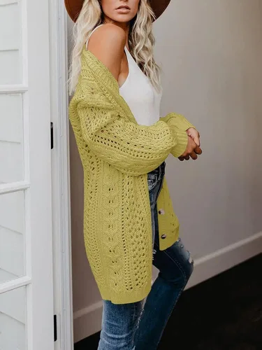 Vista 2 de Saodimallsu Cárdigan ligero con frente abierto para mujer, estilo bohemio, de gran tamaño, traslúcido, manga larga, suéter tipo kimono de punto