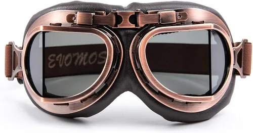 Vista 13 de Gafas Vintage para Motocicleta Antivaho y Antiimpacto Protección UV Gafas de Aviador Piloto, Adulto Carreras Voladores Equitación Arena y Polvo