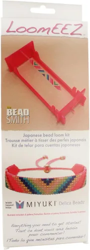 Vista 8 de The Beadsmith LoomEEZ - Kit de telar de cuentas japonesas, incluye telar ajustable, cuentas de vidrio Miyuki, hilo y aguja, hilo de urdimbre Hilo