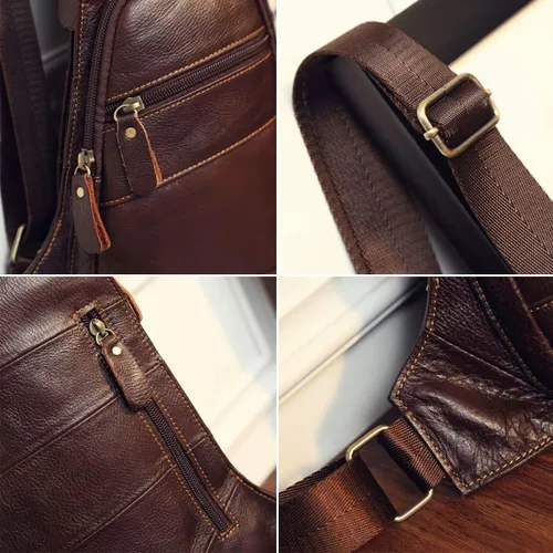 Vista 6 de KPYWZER Mochila de cuero para hombre