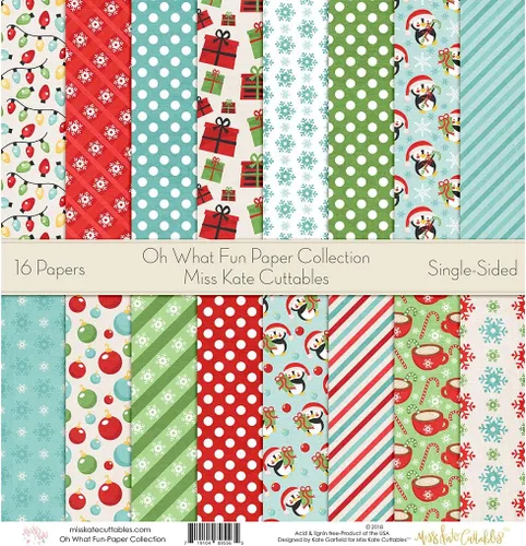 Vista 8 de Paquete de papel con patrón – Oh What Fun – Scrapbook Premium Specialty Paper de una cara de 12 x 12 pulgadas, colección incluye 16 hojas – por Miss