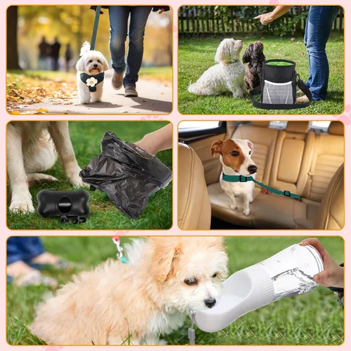 Vista 6 de Abbylike Kit de inicio de 50 piezas de suministros para cachorros para perros pequeños, incluye correa, cuencos, cepillos de dientes, botella