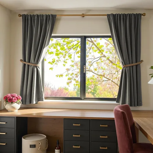 Vista 5 de Lazzzy - 2 paneles de cortinas opacas de terciopelo, con aislamiento térmico, muy suaves, lujosas, con bolsillo para cortinero, para dormitorio