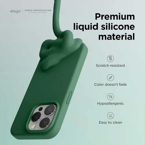 Vista 3 de elago Compatible con Funda para iPhone 15 Pro, funda de silicona líquida, funda protectora de cuerpo completo, a prueba de golpes, funda delgada