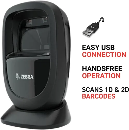 Vista 3 de Zebra DS9308 - Escáner de código de barras 2D/1D/QR, estilo de presentación manos libres, conectividad con cable USB, incluye cable USB (renovado)