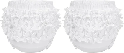 Vista 14 de Durio Ruffle Baby Bloomers - Fundas de pañales de algodón para niñas 0-2T A Blanco