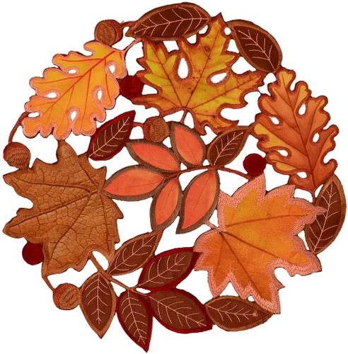 Vista 7 de Camino de mesa bordado de hojas de otoño para Acción de Gracias, decoraciones de cosecha de otoño (14 x 34 pulgadas)