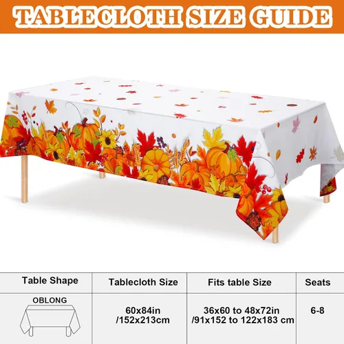 Vista 2 de Mantel de hojas de otoño de Acción de Gracias, tela de hoja de arce, impermeable, rectangular, mantel de calabaza, decoración de mesa de Acción