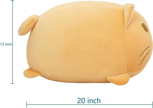 Vista 2 de YESGIRL Almohada de felpa de gato súper suave de 20 pulgadas, adorable juguete de peluche, peluche de gato kawaii gordito para niños y niñas, bonita