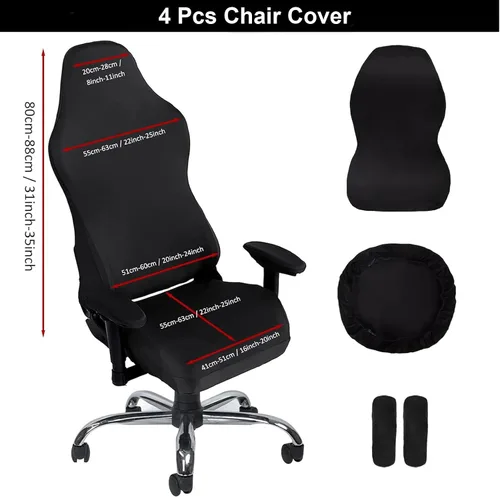 Vista 2 de Funda ergonómica para silla de videojuegos, fundas ergonómicas para silla de juegos de computadora, fundas elásticas de poliéster, 4