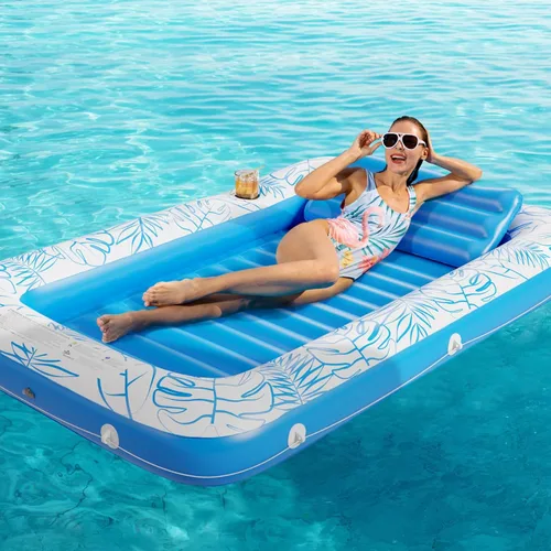 Vista 6 de Jasonwell - Flotador inflable para piscina, 4 en 1, almohadilla para tomar sol para adultos, relajarse en la piscina, flotador lleno de juguetes
