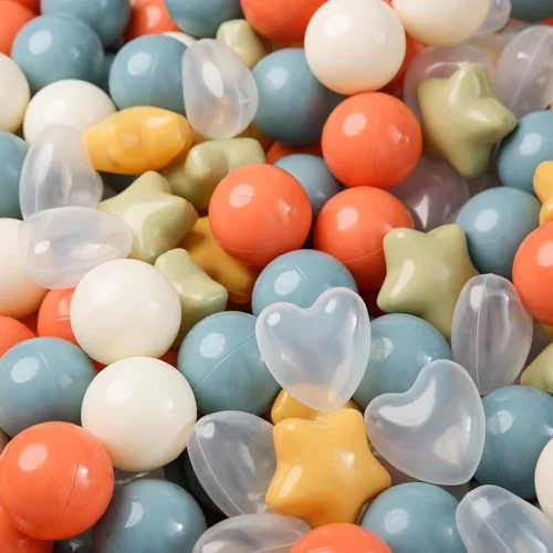 Vista 21 de Bolas de hoyo de TRENDPLAY en forma de estrella y corazón para niños pequeños - 50, 100, 200, 500 piezas de bolas de plástico para diversión y juego