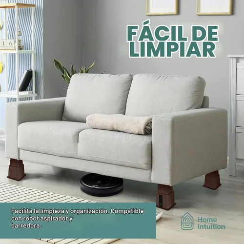 Vista 3 de Home Intuition Elevadores de cama ajustables resistentes de 3, 5 u 8 pulgadas, paquete de 4 (marrón espresso con USB)
